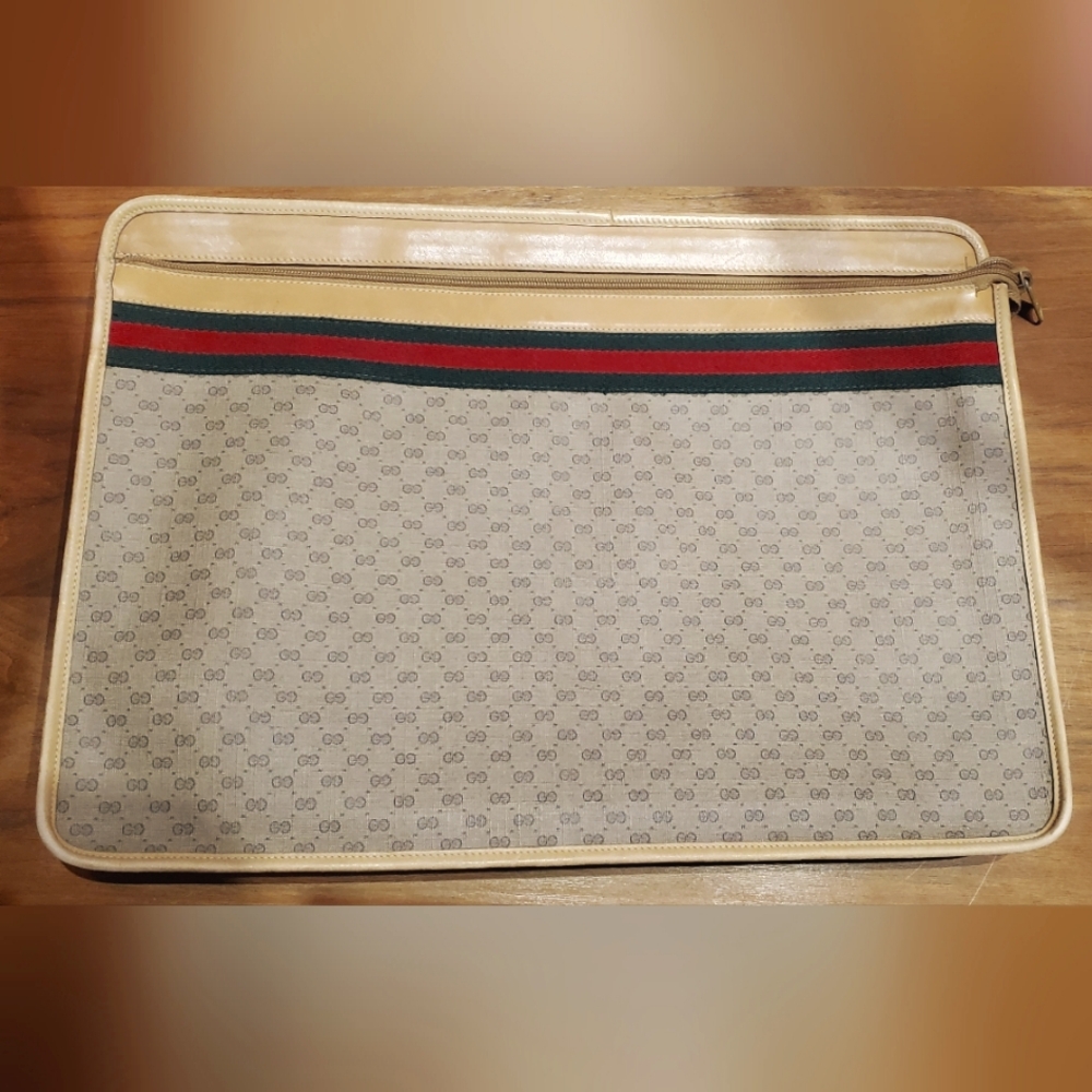 GUCCI Micro GG Supreme Web Sherry Line Portfolio/Pouch Beige 0171154126 